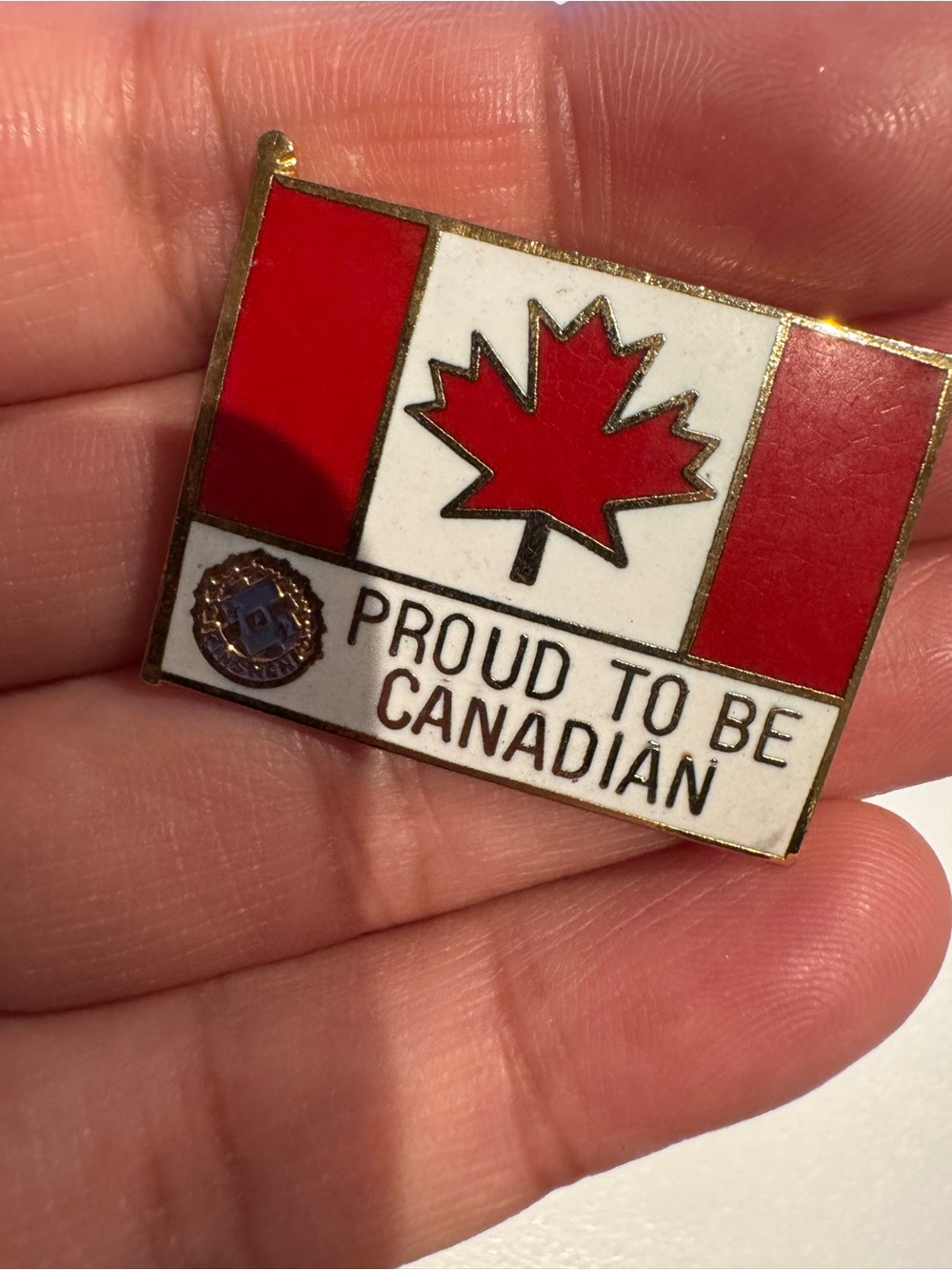 Proud to Be Canadian Flag Pin - brooch Red & White